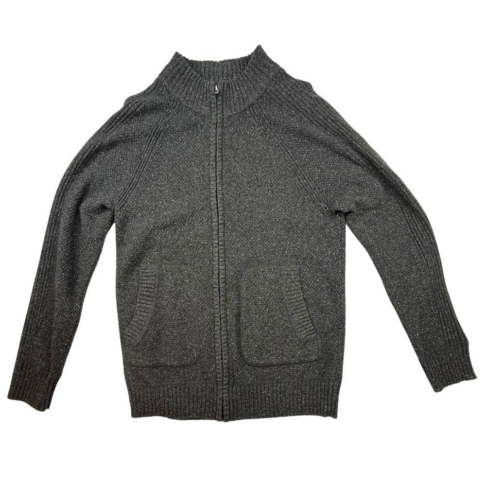 Marc Anthony Mens‎ Large Knit Zip Up Sweater Jacket Charcoal Gray Wool Blend